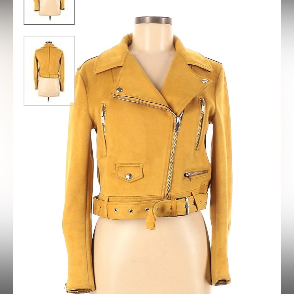 Zara Basic Leather Jacket - Yellow